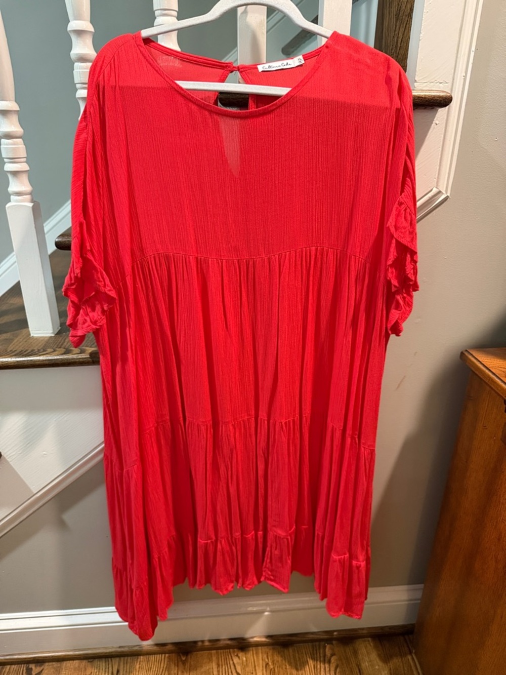 Culture Code super oversized, beautiful bright coral gauze fabric